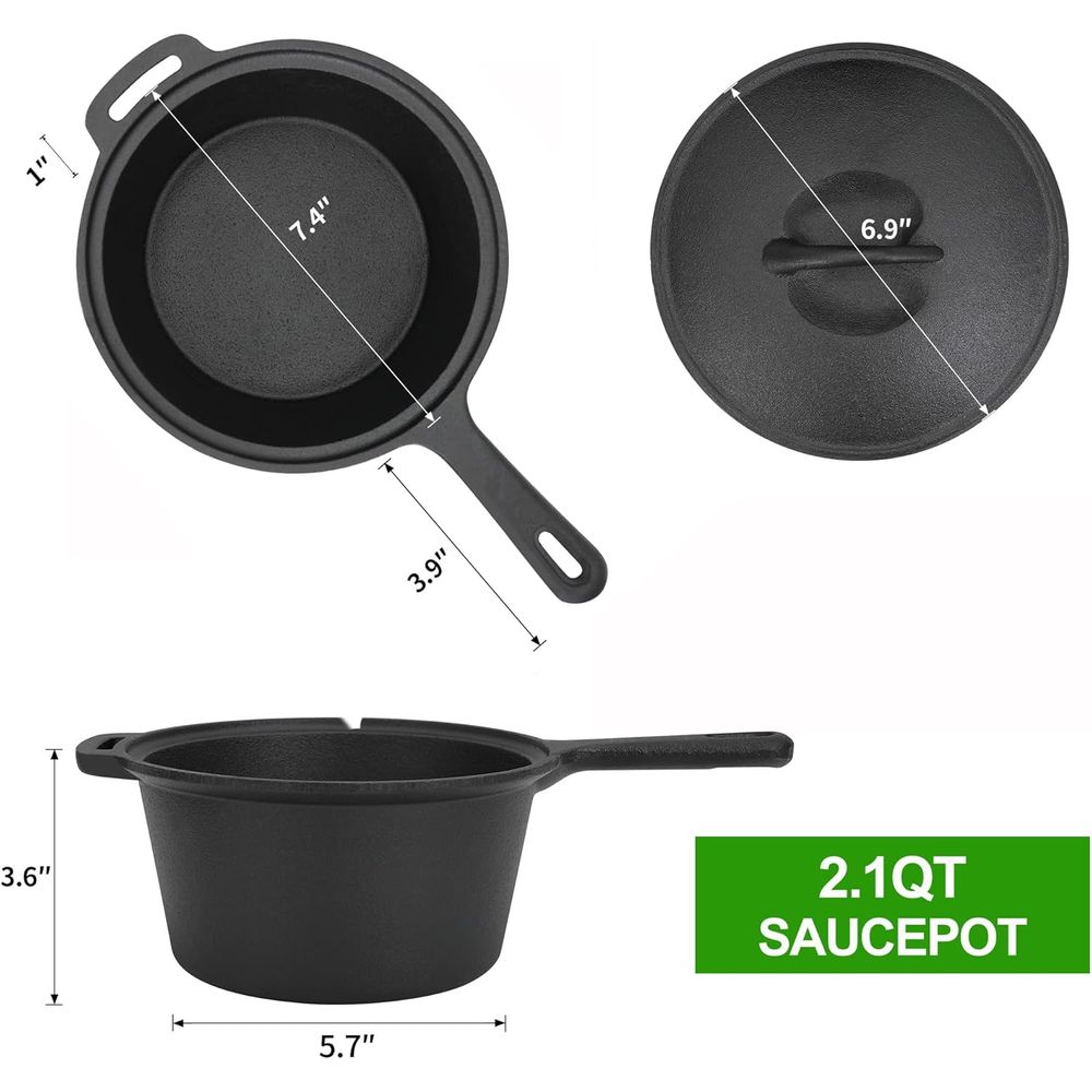 8点セットのプレシーズン加工済みダッチオーブン調理器具セット - Camping Cooking Dutch Oven のレビューと価格