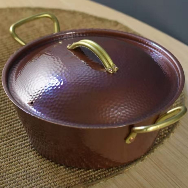 手作りのヴィンテージ銅鍋、蓋付きキャンプ用厚手鍋、調理器具、 - Camping Cooking Pot のレビューと価格