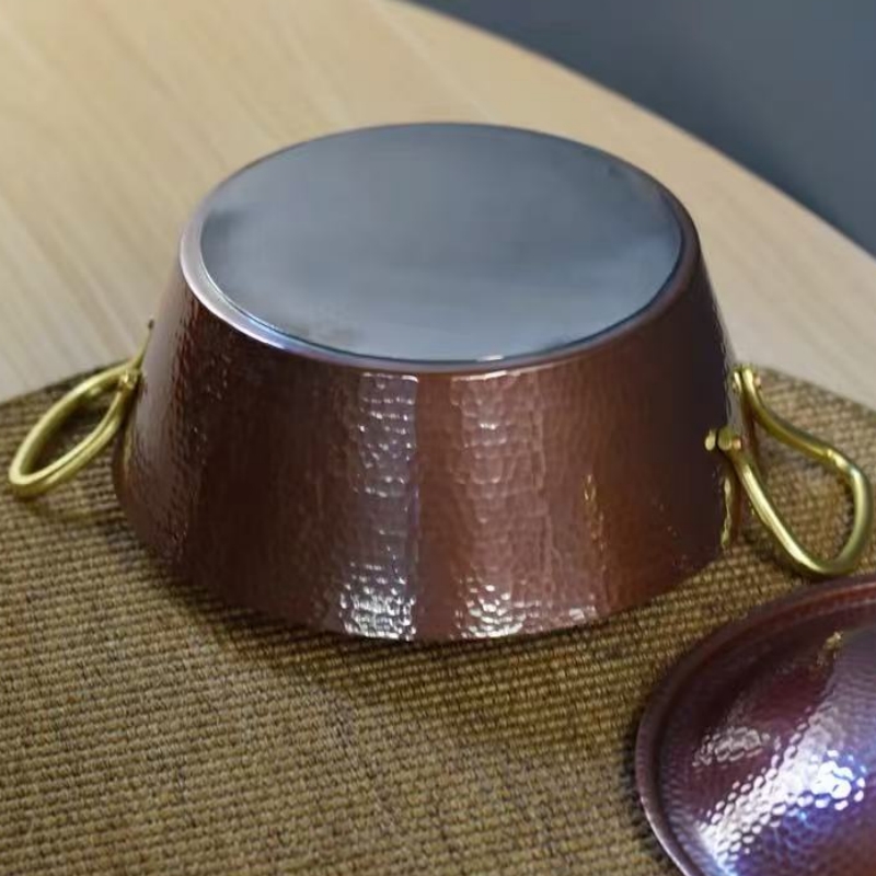 手作りのヴィンテージ銅鍋、蓋付きキャンプ用厚手鍋、調理器具、 - Camping Cooking Pot のレビューと価格