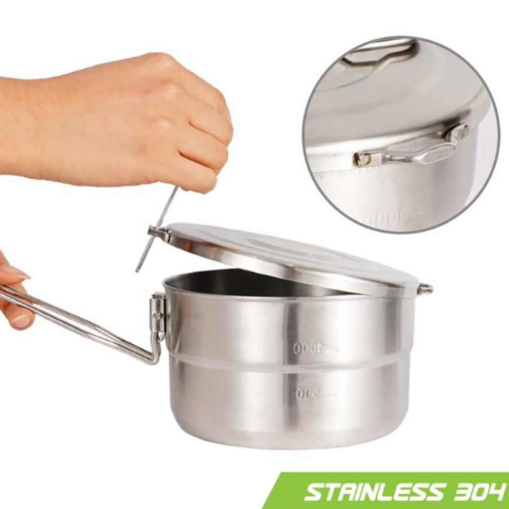 折りたたみハンドル付きステンレス鋼製アウトドアポット、304 - Camping Cooking Materials のレビューと価格